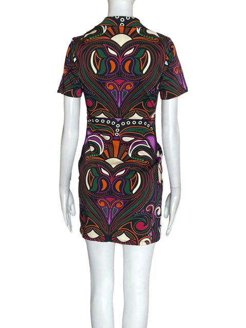 Vestido Desigual Estampado Manga corta Negro - Talla S
