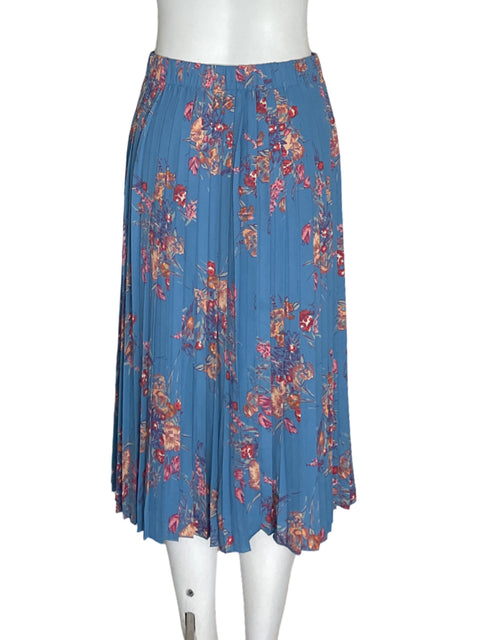 Falda Zara Plisado Estampado Azul - Talla S