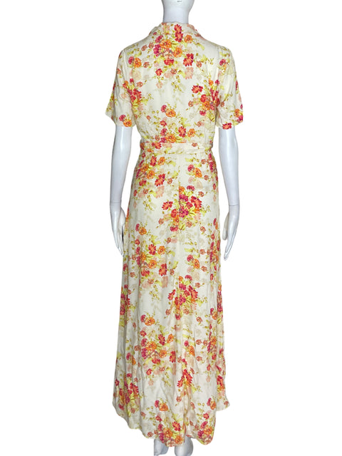 Vestido Zara Estampado Floral Naranja - Talla S