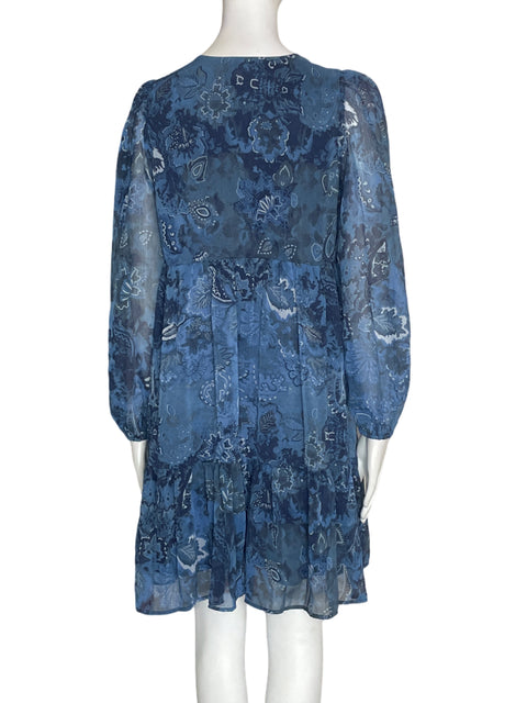 Vestido Desigual Cuello v Midi Azul - Talla S