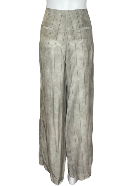Pantalón Massimo Dutti Rayas Satinado Beige - Talla 6