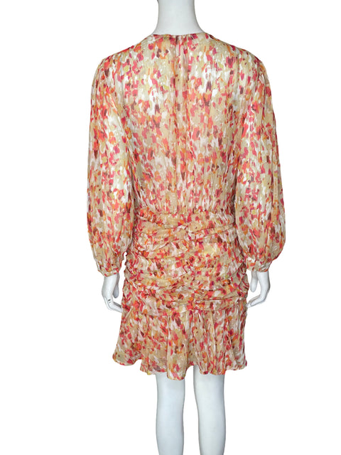 Vestido Sfera Cuello v Estampado Naranja - Talla L