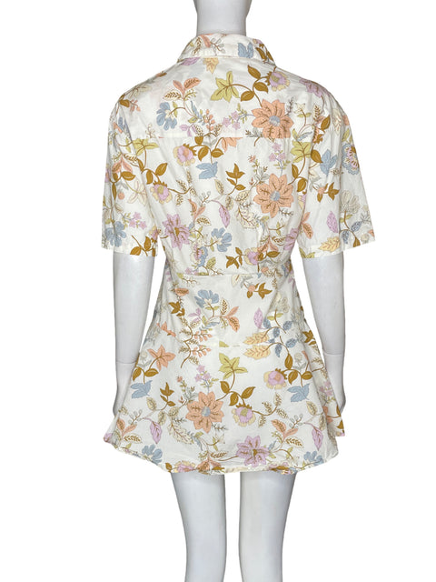 Vestido Mango de Algodón Midi Estampado Beige - Talla S