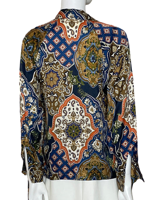 Blusa Luisa Spagnoli Estampado Lazo de Seda Azul - Talla S