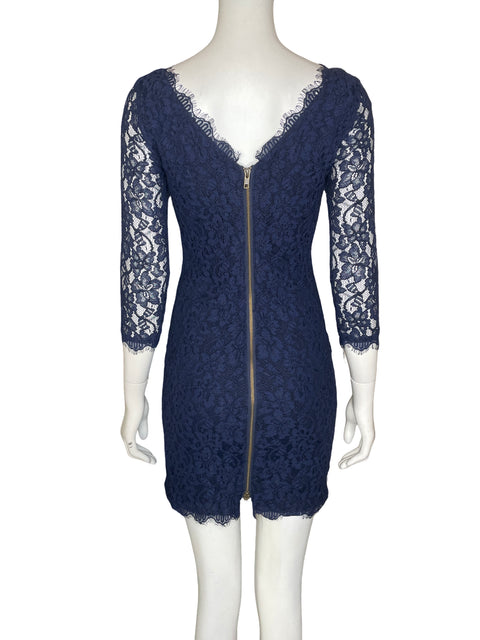 Vestido Diane Von Furstenberg Midi Encaje Azul - Talla 2