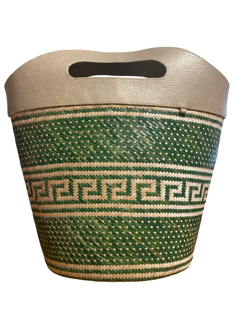 Cartera Tejida A Mano Con Fibra Natural De Palma De Werregue Verde - Talla U