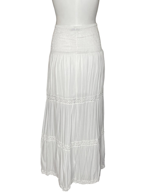 Falda Le Sarte Del Sole de Viscosa Maxi Fluido Blanco - Talla M