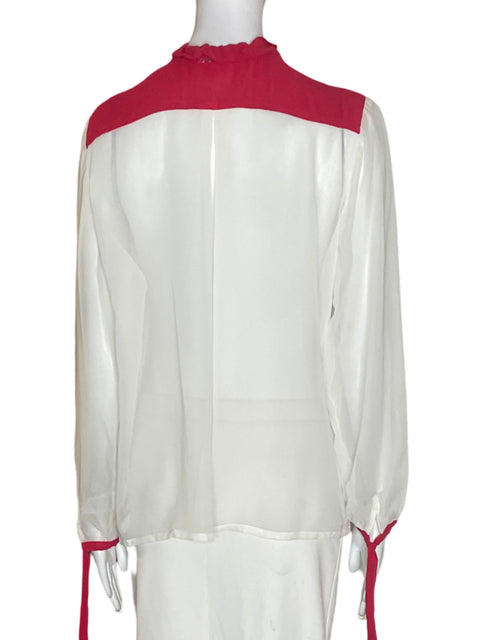 Camisa Amelia Toro de Seda Encaje Manga larga Blanco - Talla 8