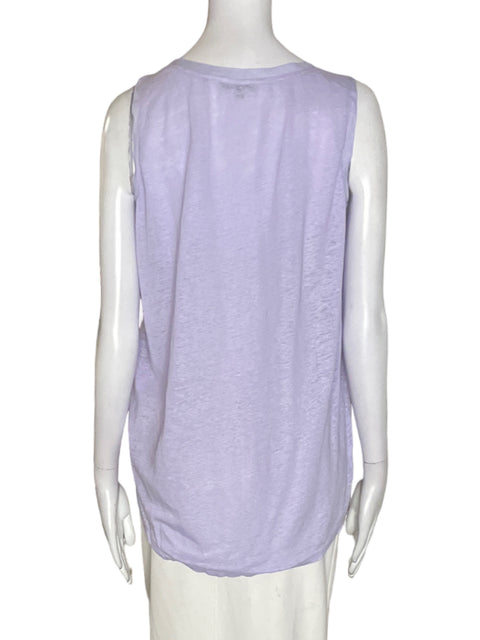 Blusa Adolfo Dominguez de Lino Suelto Sin mangas Morado - Talla 38