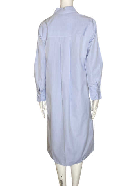 Vestido Massimo Dutti de Algodón Maxi Suelto Azul - Talla 6