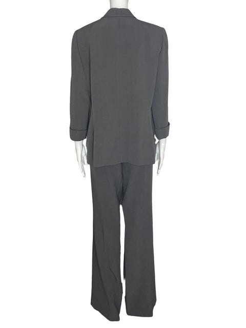 Conjunto Tahari Pantalón/blazer Abierto Gris - Talla 16