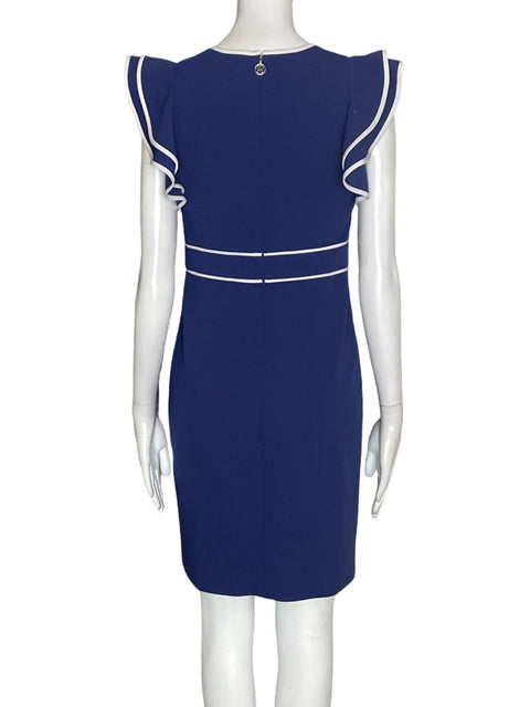 Vestido Tommy Hilfiger Ruchas Liso Azul - Talla 2