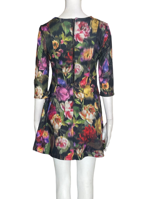 Vestido Zara Estampado Floral Negro - Talla S