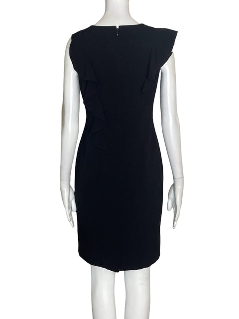 Vestido Calvin Klein Ruchas Ajustado Negro - Talla S