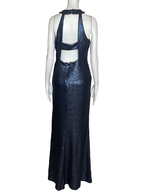 Vestido De Fiesta Aqua Formal Halter Maxi Azul - Talla S
