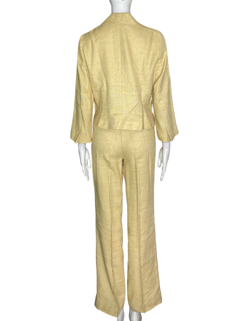 Conjunto Zara de Lino Pantalón/blazer Manga larga Beige - Talla 8