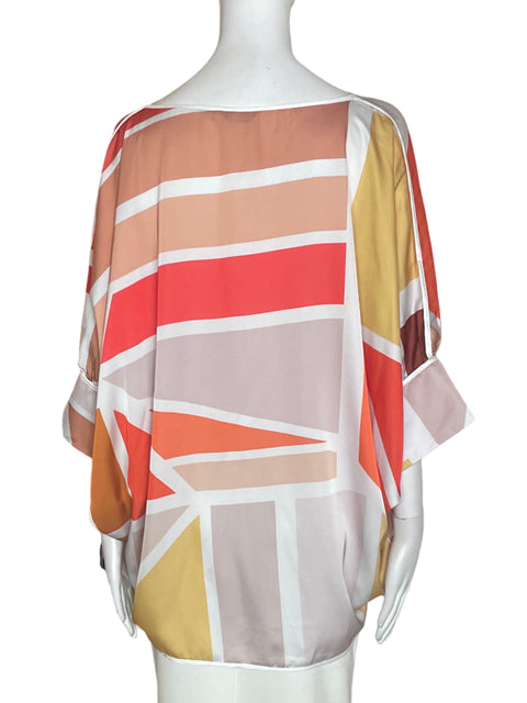 Blusa Rebeca Rojas Cuello v Estampado Naranja - Talla 8