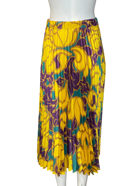Falda Vicolo Plisado Estampado Amarillo - Talla U