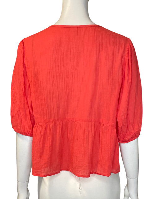 Blusa Old Navy de Algodón Cuello v Bordado Naranja - Talla S