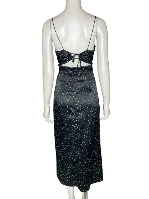 Vestido Zara Satinado Lunares Negro - Talla S