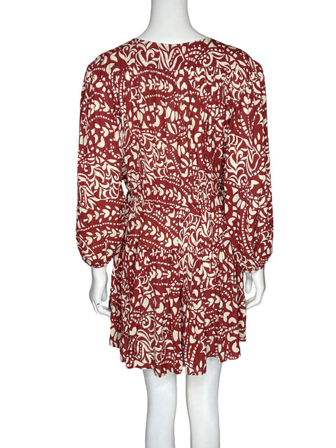 Vestido Ba&sh Cuello v Estampado Rojo - Talla XS
