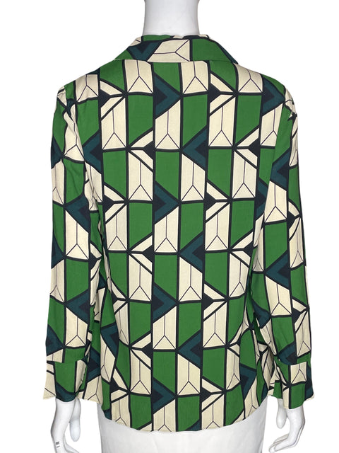 Blusa Zara Cuello v Estampado Verde - Talla S