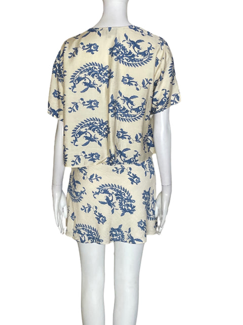 Conjunto Vici Falda/blusa Cuello v Azul - Talla XS