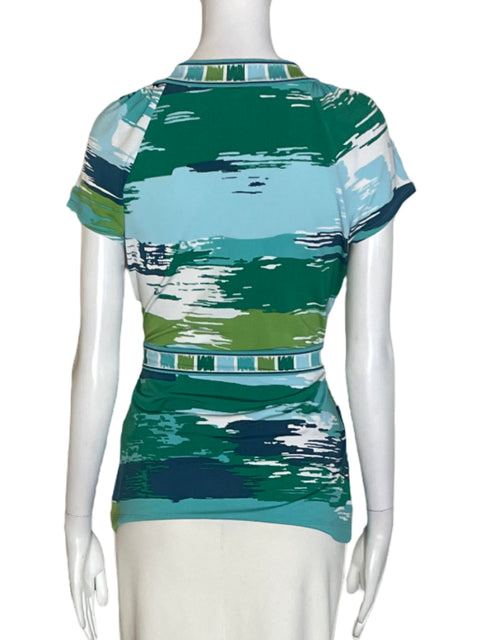 Blusa Bcbg Estampado Cruzado Verde - Talla S
