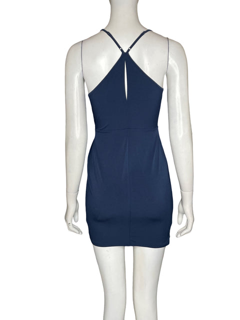 Vestido Bcbg Midi Cuello v Azul - Talla XXS