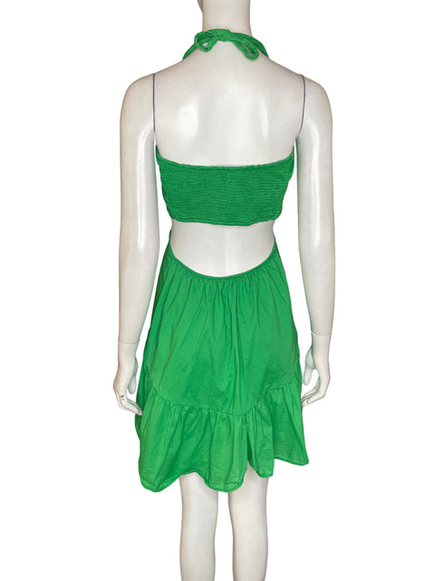 Vestido Peixoto de Algodón Midi Cuello v Verde - Talla L