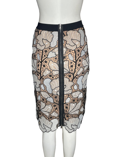 Falda Bcbg Troquelado Floral Negro - Talla XS