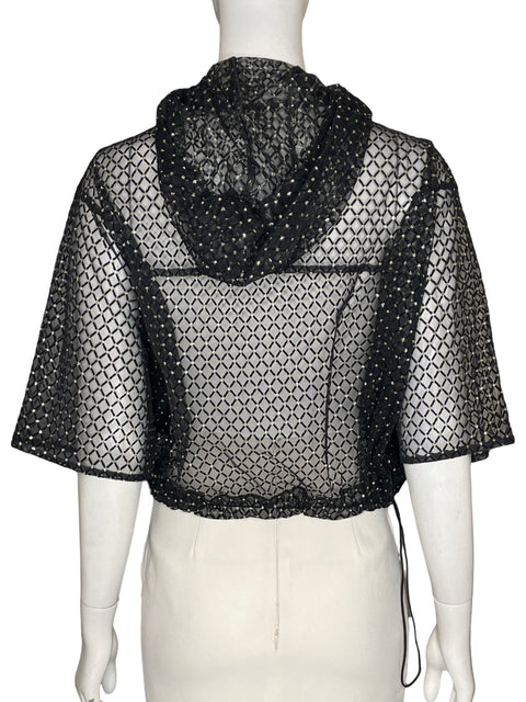 Chaqueta Duplo Sentido Zipper Brillo Negro - Talla S