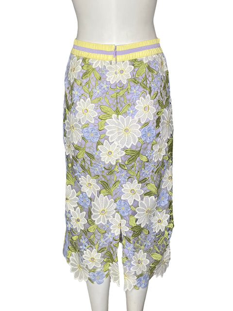 Falda Current Air Troquelado Floral Morado - Talla S