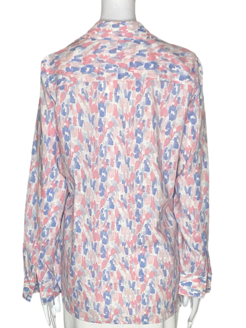 Camisa Foxcroft de Algodón Estampado Manga larga Rosado - Talla 10