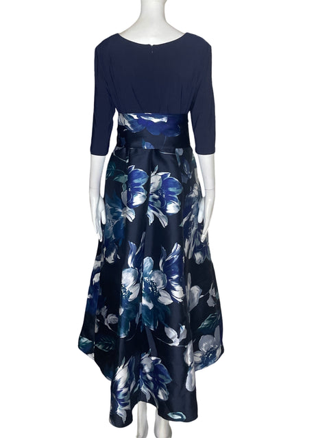 Vestido R&m Richards Corte a Estampado Azul - Talla 12