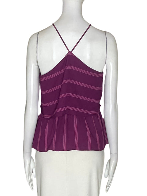 Blusa Monteau Liso Rayas Morado - Talla S