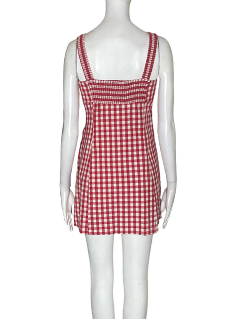 Vestido Zara de Algodón Cuadros Mini Rojo - Talla M