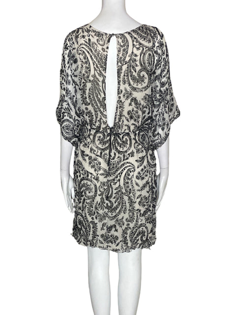 Blusa Alice + Olivia de Seda Estampado Suelto Blanco - Talla M