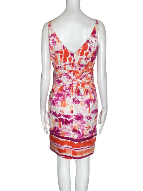 Vestido Aidan Mattox Estampado Midi Naranja - Talla 6