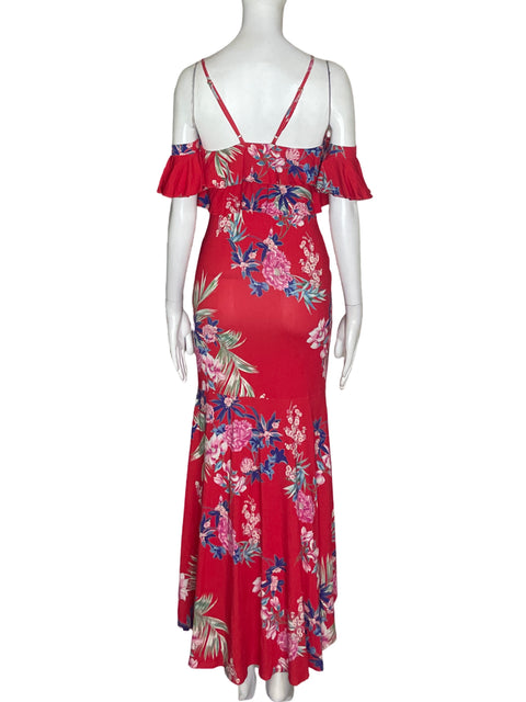Vestido Studio F Estampado Ruchas Rojo - Talla 6