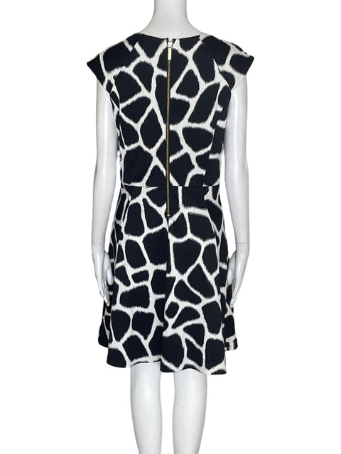 Vestido Michael Kors Estampado Ruchas Negro - Talla 8
