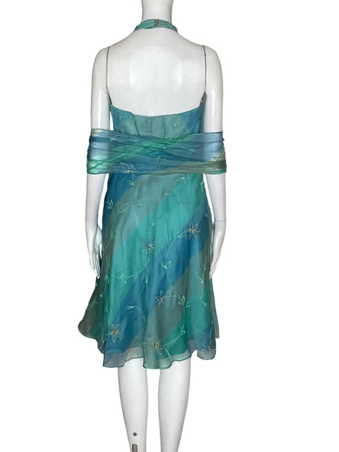 Vestido Chetta B Halter Chal Verde - Talla 2