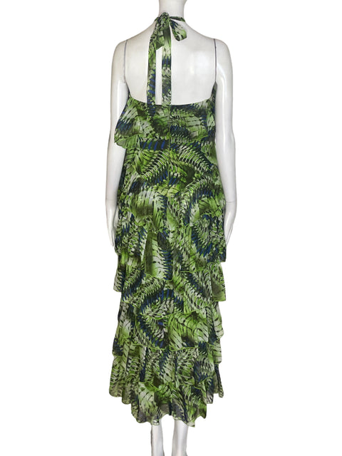 Vestido Cq By Cq Halter Estampado Verde - Talla M