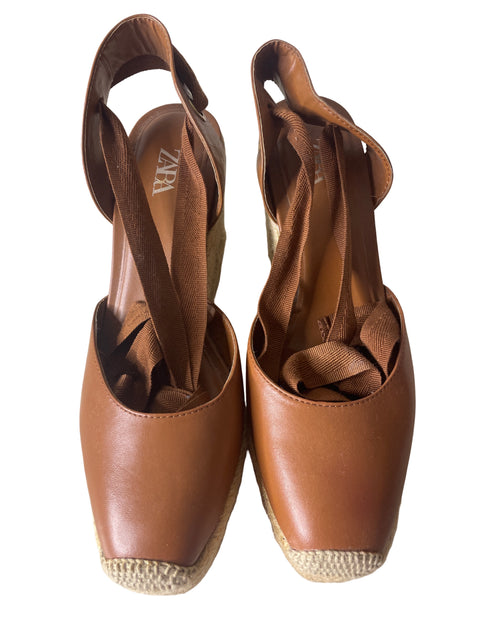 Zapato Zara Romana Plataforma Marrón - Talla 39