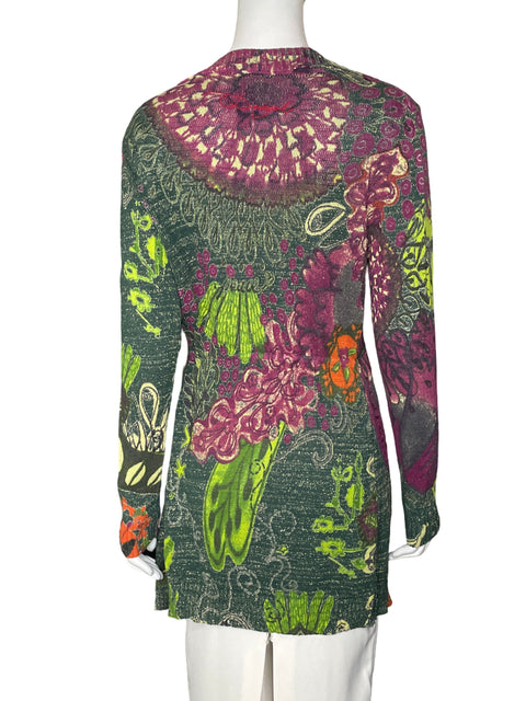 Cardigan Desigual de Algodón Cuello v Estampado Verde - Talla XL