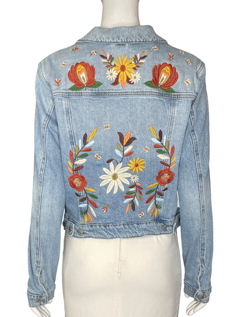 Chaqueta Guess de Algodón Bordado Floral Azul - Talla L