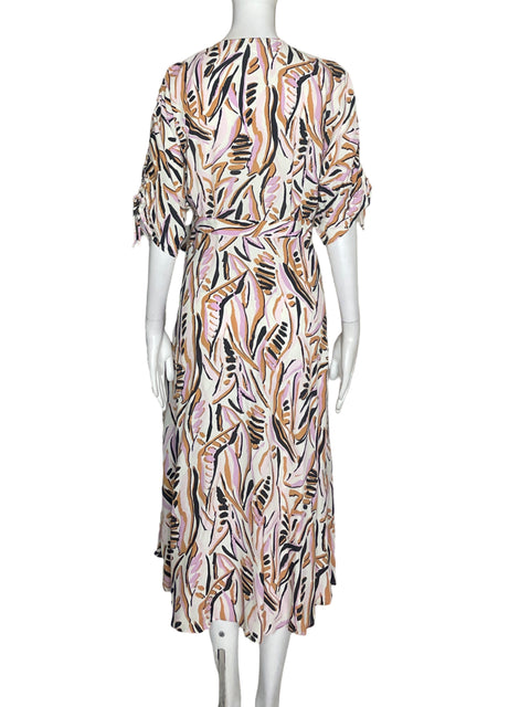 Vestido Ba&sh Estampado Cruzado Marrón - Talla L