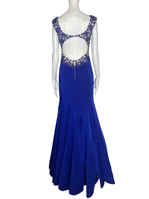 Vestido Sherri Hill Liso Encaje Azul - Talla 8