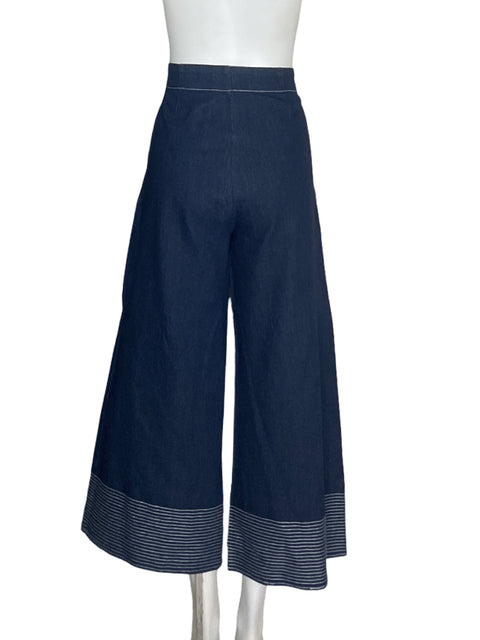 Pantalón Do+be Recto Palazo Azul - Talla M