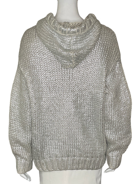 Chaqueta Zara de Algodón Punto Metalizado Beige - Talla M